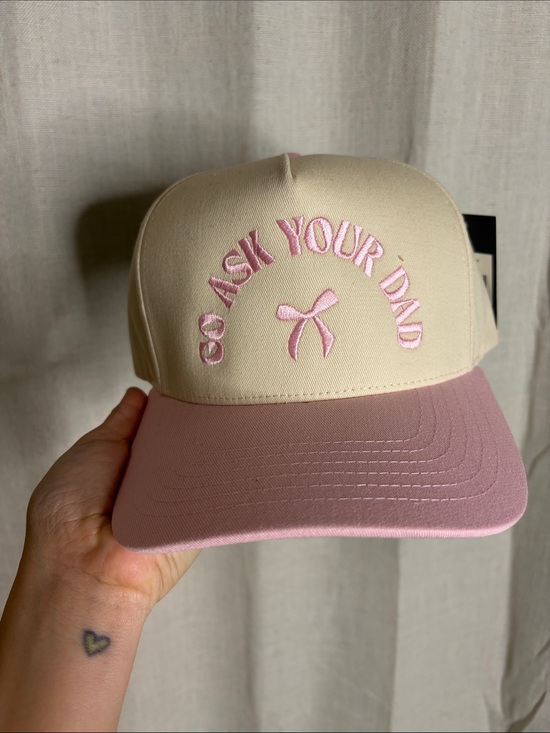 C.C Accessories - C.C Two-Tone Cream and Pink 'Go Ask Your Dad' Cap